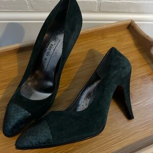 Bruno Magli Forest Green Suede Pointed-Toe Pumps